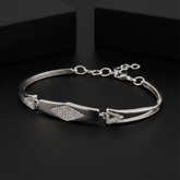 925 Sterling Silver Diamond Motif Bracelet with Cubic Zirconia | Elegant Women’s Jewelry | BJBR-064