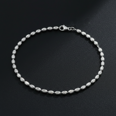 925 Sterling Silver Chain Bracelate, Beaded Link Design, Elegant Jewelry for Women | Gifts for Women & Girls & Girlfriend |Wedding and Christmas Gifts | BJBR-045