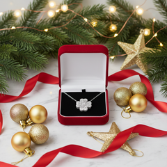 925 Sterling Silver Luxury Floral Pendant – Art Deco Mixed-Cut Baguette & Round CZ Necklace | BJ-36