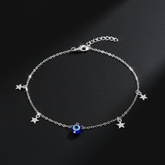 925 Sterling Silver Evil Eye Necklace with Stars, Blue Glass Bead Pendant, Dainty Chain Jewelry | Gifts for Women & Girls & Girlfriend |Wedding and Christmas Gifts | BJBR-049