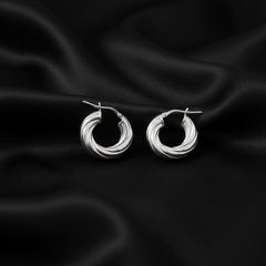925 Sterling Silver Twisted Hoop Earrings, Wide Crescent Shape, Textured Design, | Gifts for Women & Girls & Girlfriend |Wedding and Christmas Gifts | BJER-011