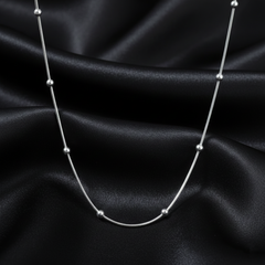 Italian 925 Sterling Silver Station Bead Snake Chain Necklace| BJCH-02