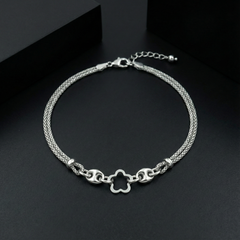 925 Sterling Silver Mesh Chain Bracelet with White Star Charm, Delicate Women's Jewelry | Gifts for Women & Girls & Girlfriend |Wedding and Christmas Gifts | BJBR-01