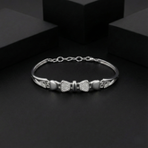 925 Sterling Silver CZ Bow Motif Bracelet | Elegant Adjustable Luxury Jewelry | BJBR-075