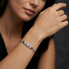 925 Starling Silver sleek bracelet featuring shimmering diamonds, highlighting its sophisticated design | BJBR-063