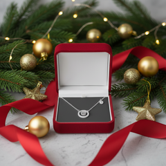 925 Starling Silver Dellis CZ Double Round Necklace Elegant Cubic Zirconia Pendant Sterling Silver Necklace for Women Sparkling Jewelry | Gifts for Women & Girls & Girlfriend |Wedding and Christmas Gifts | BJ-017