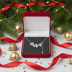 925 Sterling Silver Triple Clover Necklace – Mother of Pearl & CZ Lariat Pendant| BJ-30