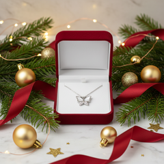 925 Sterling Silver Butterfly Necklace – Mother of Pearl & CZ Pendant | BJ-28