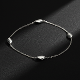 925 Dainty Silver Chain Bracelate with Leaf Charms, Sterling Silver, Delicate Link Design, Adjustable Length | Gifts for Women & Girls & Girlfriend |Wedding and Christmas Gifts | BJBR-050