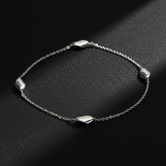 925 Dainty Silver Chain Bracelate with Leaf Charms, Sterling Silver, Delicate Link Design, Adjustable Length | Gifts for Women & Girls & Girlfriend |Wedding and Christmas Gifts | BJBR-050