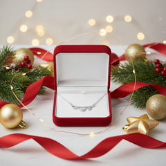 925 Sterling Silver Abstract Wave Constellation Necklace | Minimalist Sparkling Curved Bar Pendant | BJ-020