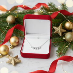 925 Sterling Silver Five-Heart Smile Necklace – Heart-Cut CZ Curved Bar Pendant | BJ-038