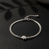 925 Sterling Silver Mesh Chain Bracelet with Elephant Charm, Adjustable Length, Jewelry for Women | Gifts for Women & Girls & Girlfriend |Wedding and Christmas Gifts | BJBR-02