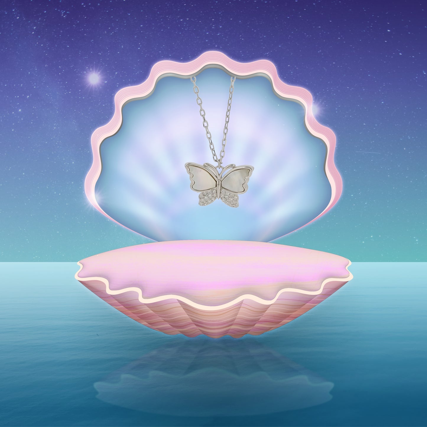 BHAVANI JEWELLERS 925 Italian Starling Silver Butterfly Necklace | BJ-28