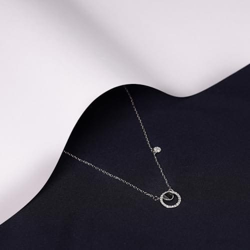 925 Starling Silver Dellis CZ Double Round Necklace