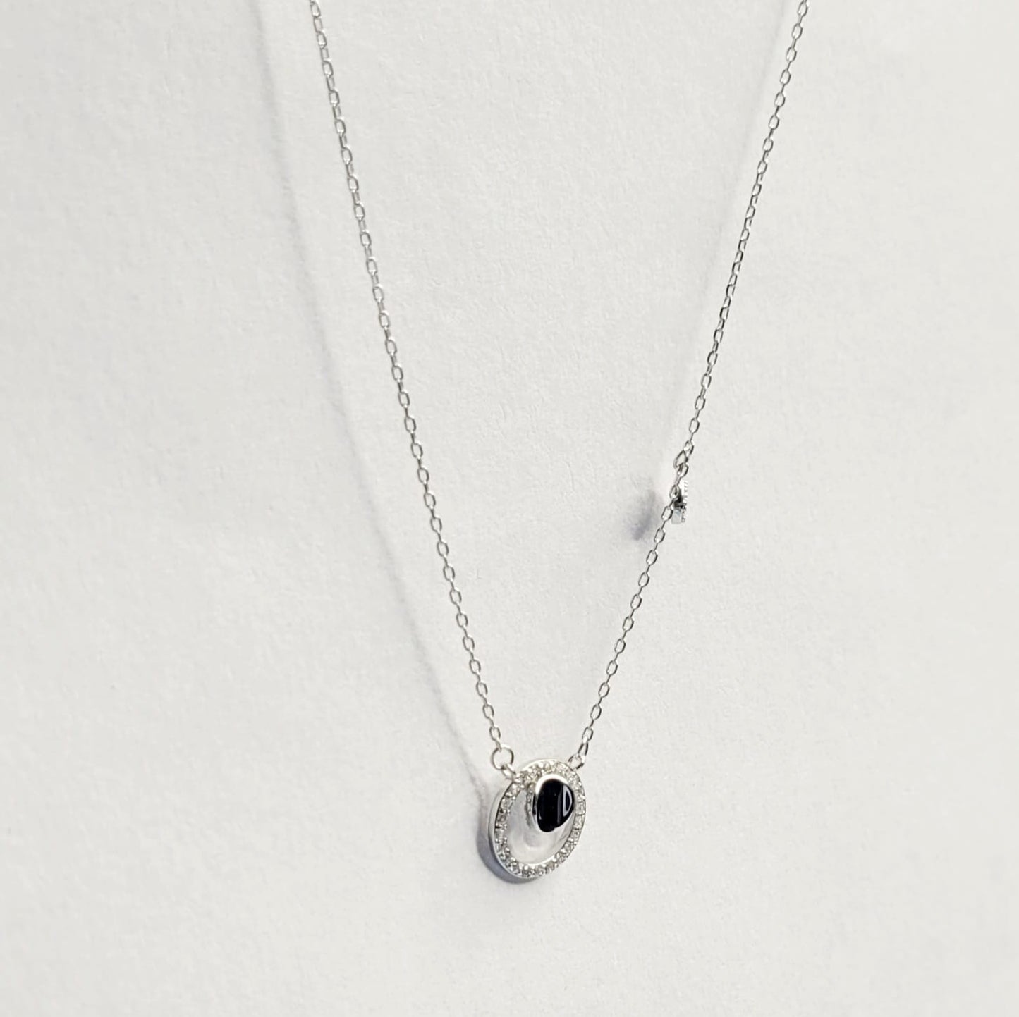 925 Starling Silver Dellis CZ Double Round Necklace