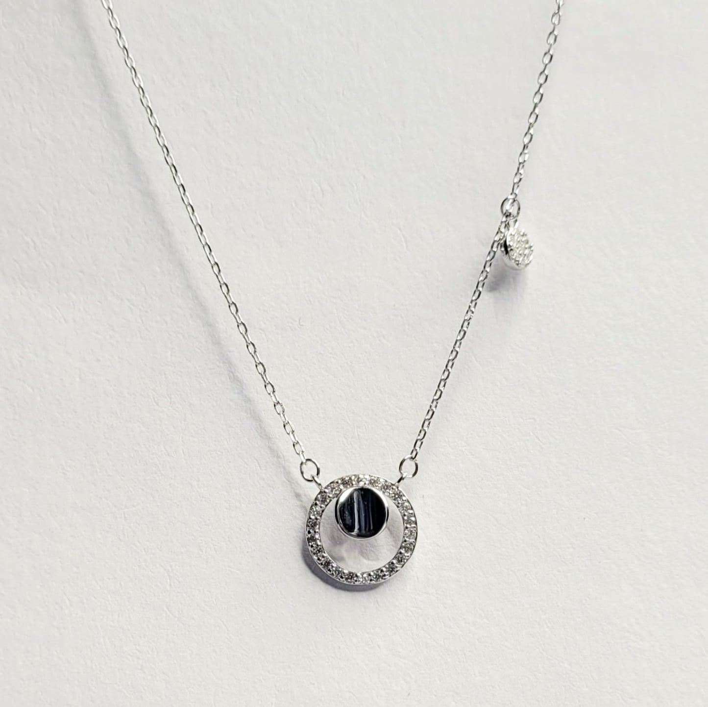 925 Starling Silver Dellis CZ Double Round Necklace