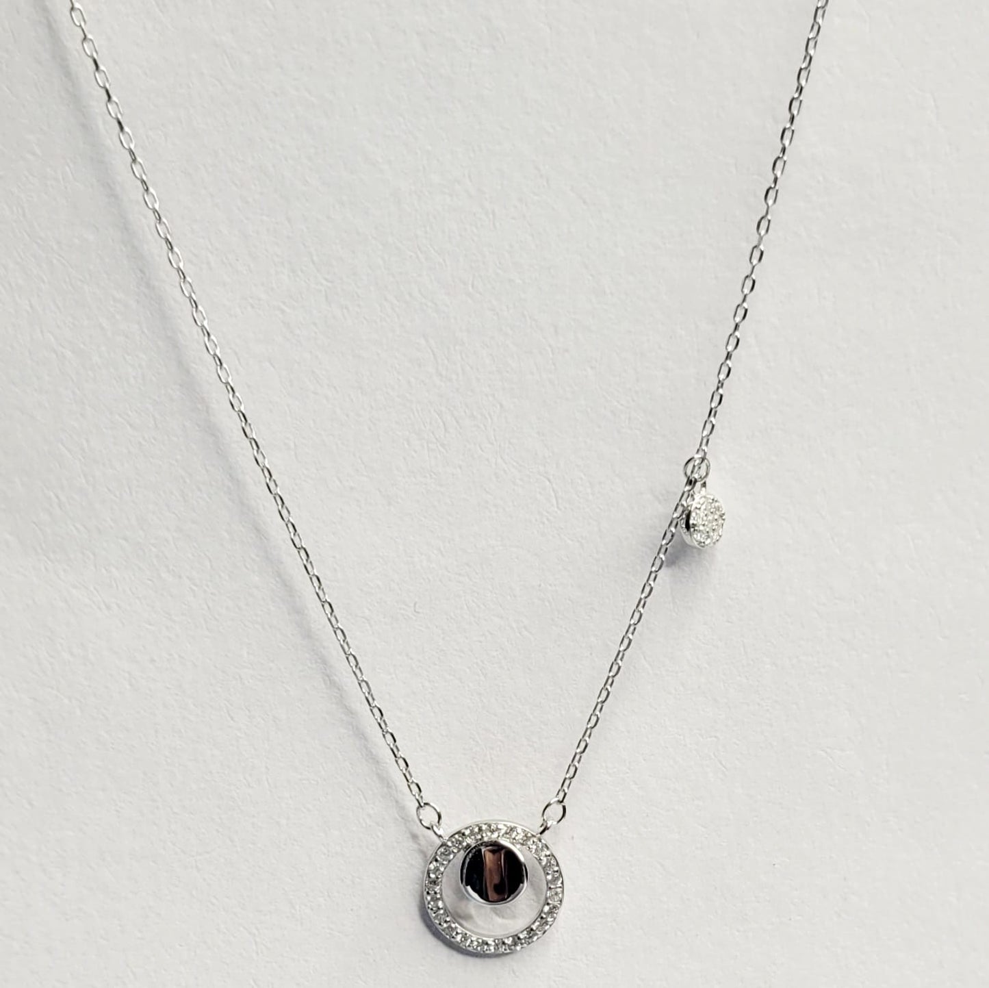 925 Starling Silver Dellis CZ Double Round Necklace
