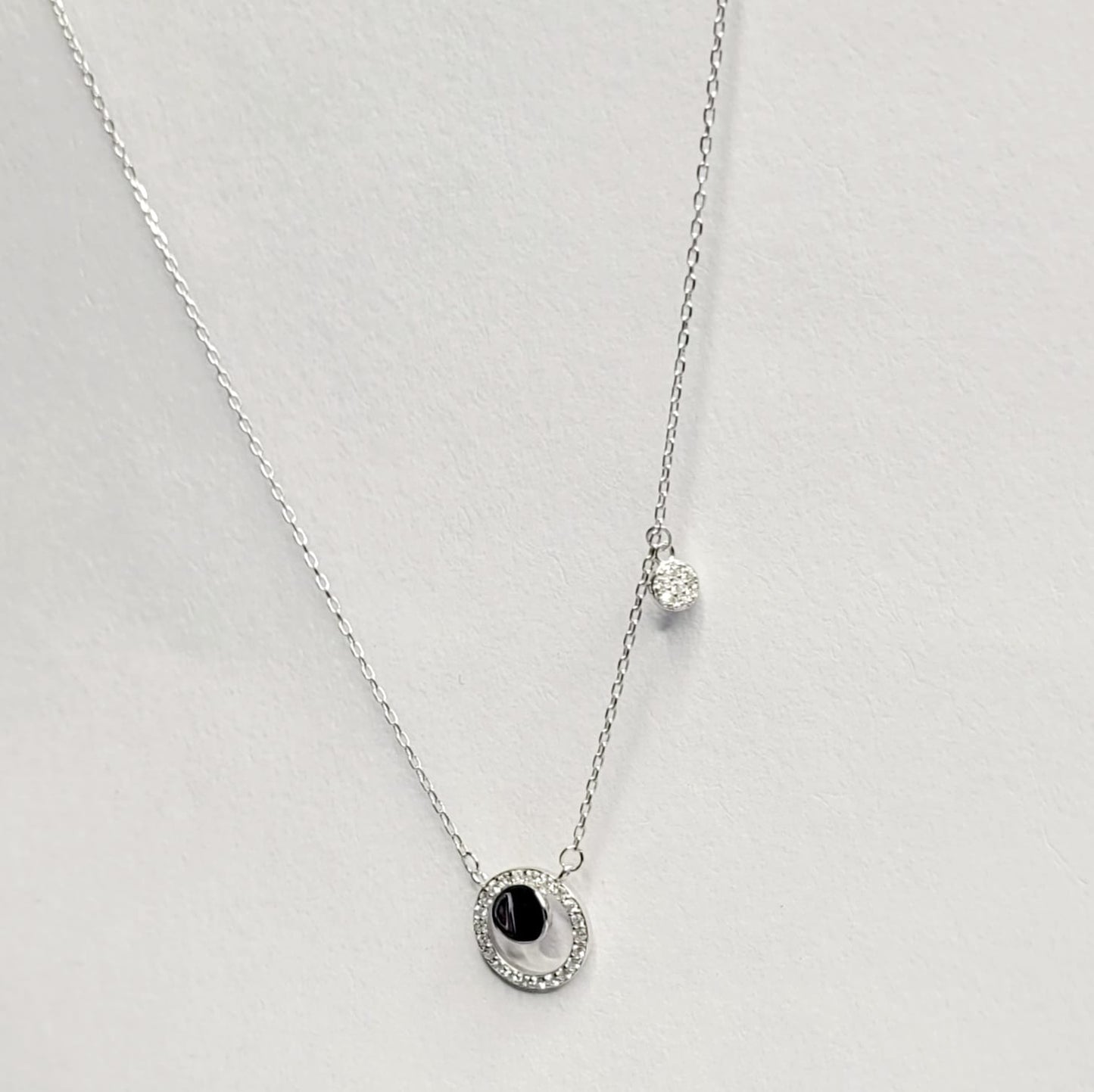 925 Starling Silver Dellis CZ Double Round Necklace