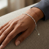925 Sterling Silver Beaded Chain Bracelate, Textured Bar Design, Adjustable Length, Delicate Jewelry for Women| Gifts for Women & Girls & Girlfriend |Wedding Gifts