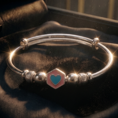 Enamel Heart Hexagon Slider Bracelet