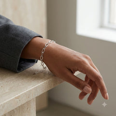 925 Sterling Silver Paper Clip Chain Bracelet, Delicate Link Design, Adjustable Length, Dainty Jewelry for Women | Gifts for Girlfriend, Gifts for Women & Girls
