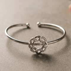 925 Sterling Silver Intertwined Eternity Circle Open Cuff Bangle