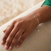 925 Sterling Silver Minimalist Bar Link Bracelet for Women | Adjustable Chain Bracelet | Elegant Everyday Silver Jewelry