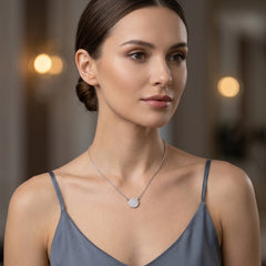 Full Pave Disc Pendant Necklace