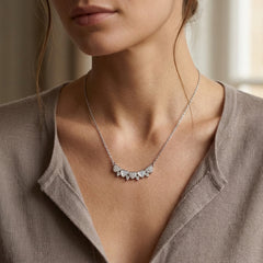 Heart Cluster Curved Necklace