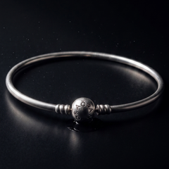 High-Shine 925 Silver Charm Bangle