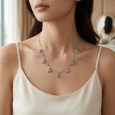 Blue Crystal, Bow Design Necklace