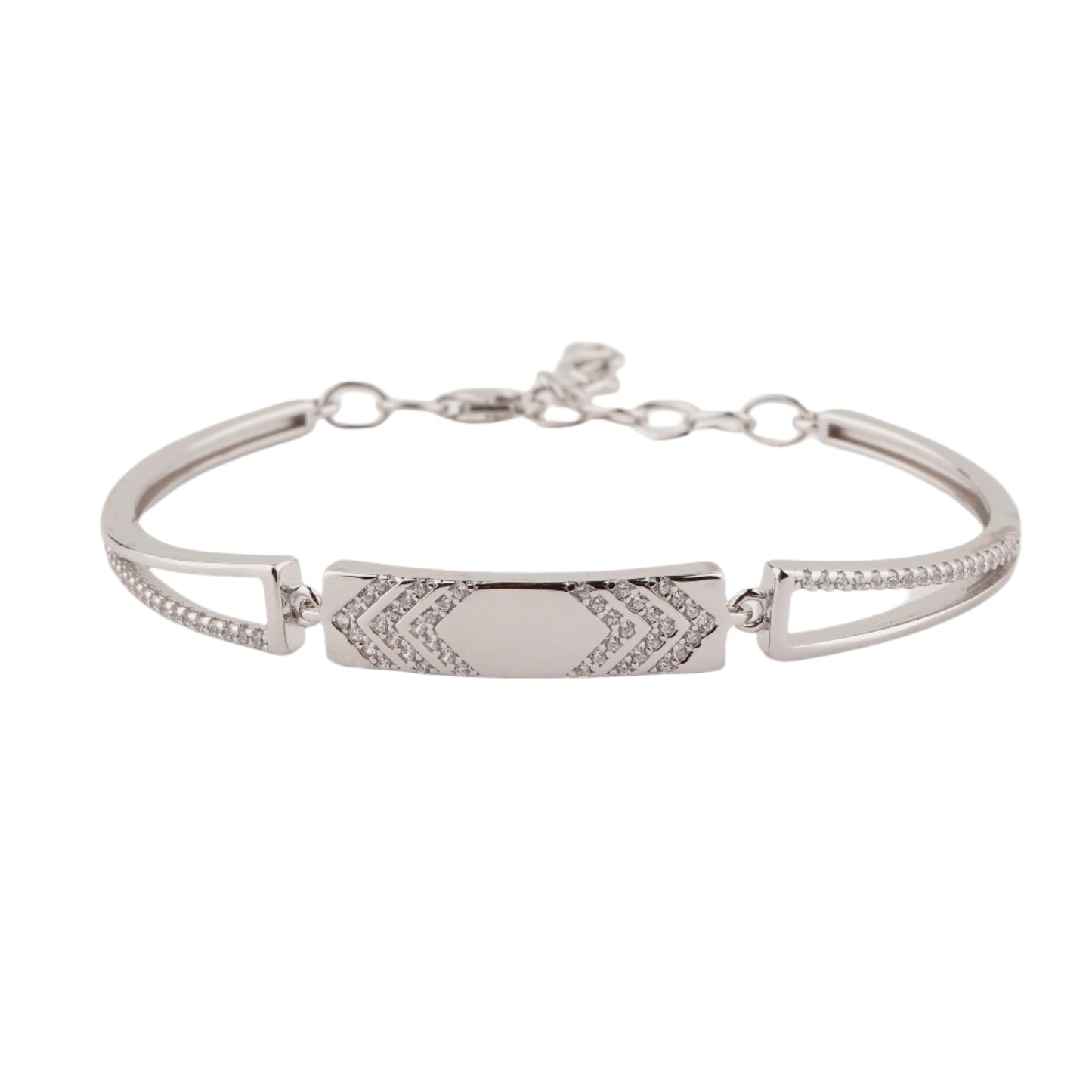 925 Sterling Silver Chevron Adjustable Ladies Kada Bracelet