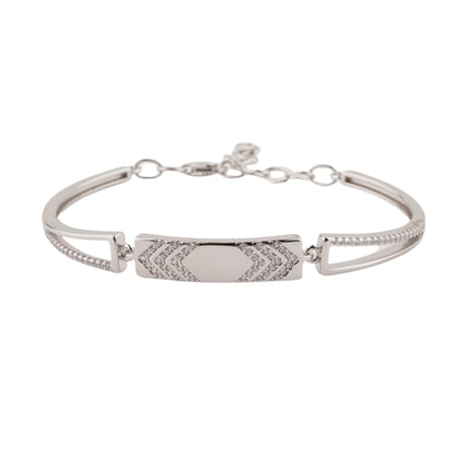 925 Sterling Silver Chevron Adjustable Ladies Kada Bracelet