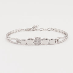925 Starling Silver Cushion Shape Adjustable Ladies Kada Bracelet
