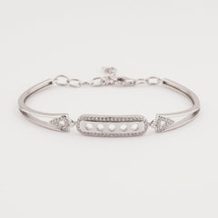925 Starling Silver Cubic Zircon Adjustable Ladies Kada Bracelet