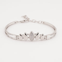 925 Sterling Silver Marquise Shape Adjustable Ladies Kada Bracelet