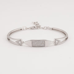 925 Starling Silver Square Cuff Adjustable Ladies Kada Bracelet