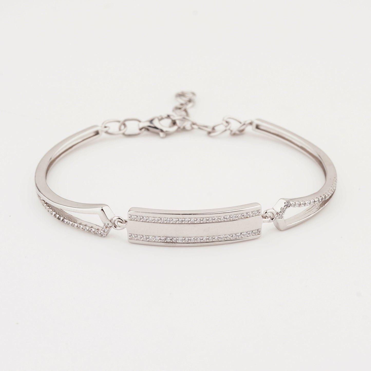 925 Sterling Silver Fancy Adjustable Ladies Kada Bracelet