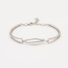 925 Sterling Silver Half Mate Theta Adjustable Ladies Kada Bracelet