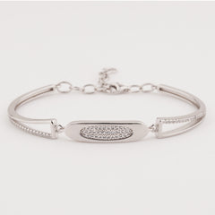 925 Starling Silver Oval Shape Cuff Adjustable Silver Ladies Kada Bracelet