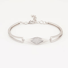 925 Sterling Silver Rhombus Cuff Adjustable Ladies Kada Bracelet