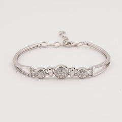 925 Sterling Silver Round Adjustable Ladies Kada Bracelet