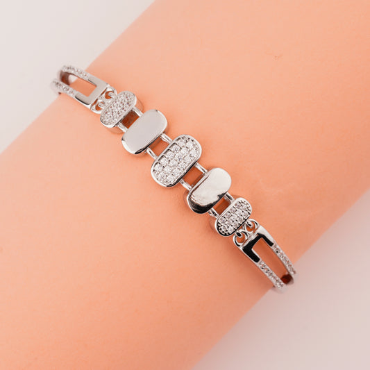 925 Sterling Silver Otic Adjustable Silver Ladies Kada Bracelet