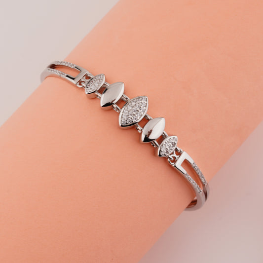 925 Starling Silver Marquise Shape Adjustable Ladies Kada Bracelet