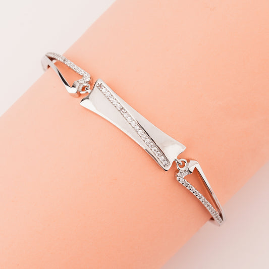 925 Starling Silver Square Bar Adjustable Ladies Kada Bracelet