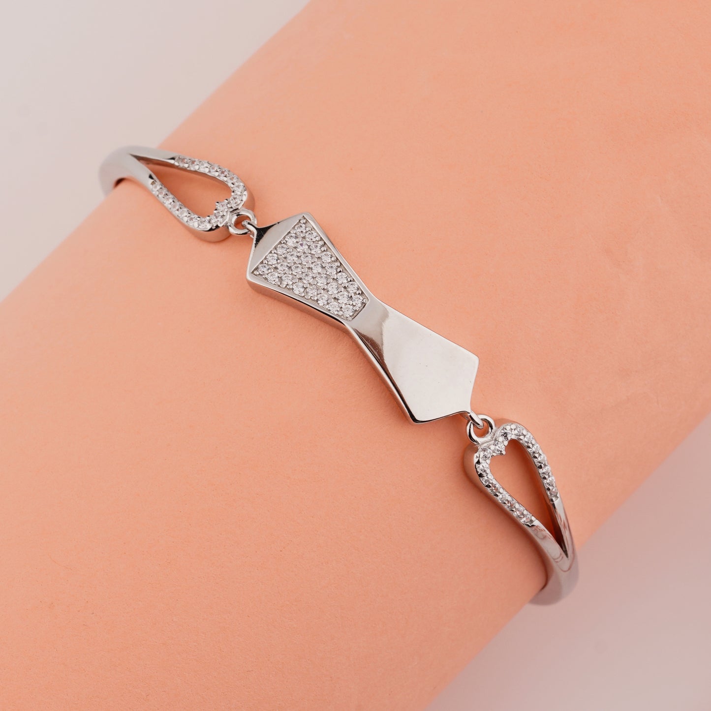 925 Sterling Silver Bow Adjustable Ladies Kada Bracelet