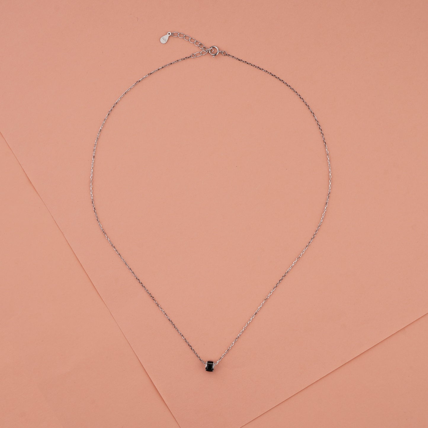 925 Starling Silver Black Rotatable Round Neckalce