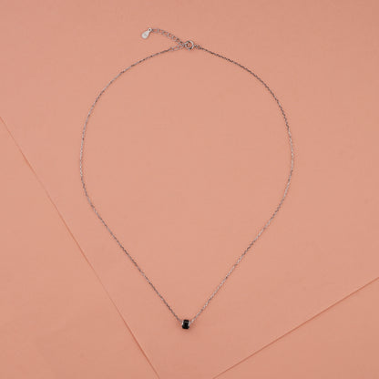 925 Starling Silver Black Rotatable Round Neckalce