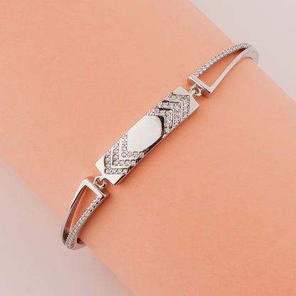 925 Sterling Silver Chevron Adjustable Ladies Kada Bracelet